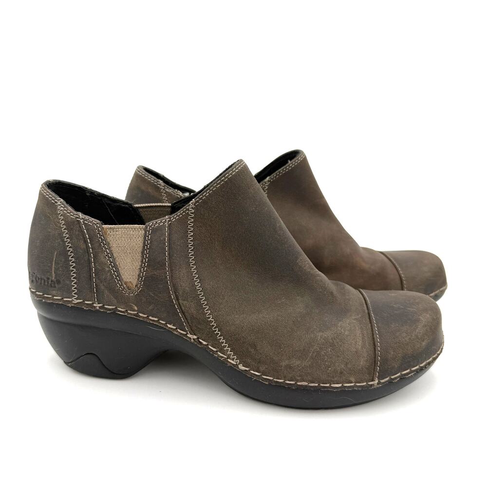 Patagonia Women's Brown Leather Llama Slip On Clogs Shoes Size 7